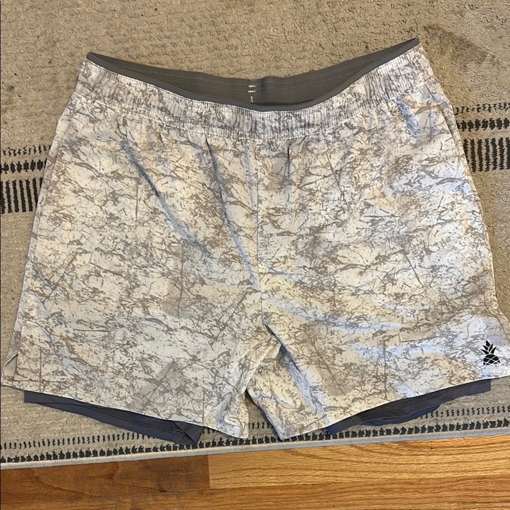 Chubbies Gray Board Shorts with Topographical Design